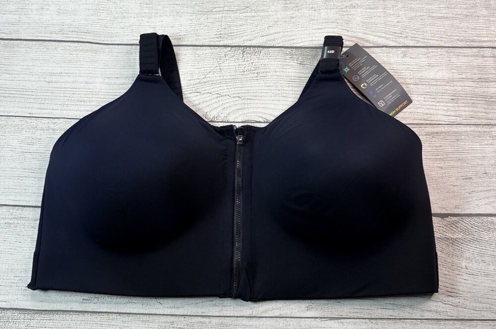 TORRID Active High Impact Zip Front Wireless Sports Bra Black Size 42D